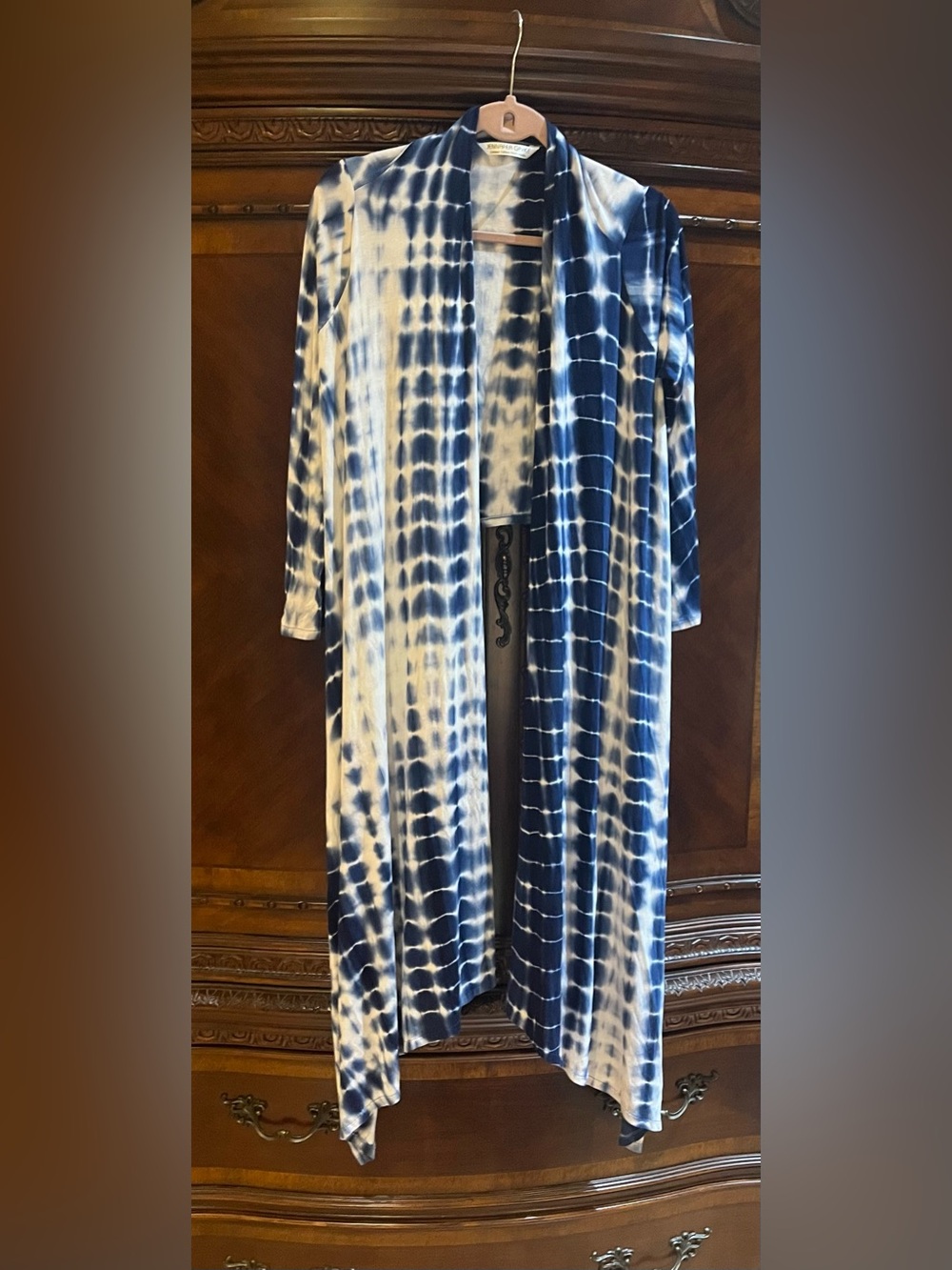 Jennafer Grace Handmade Tie Die Kimono Blue & White - Picture 3 of 10